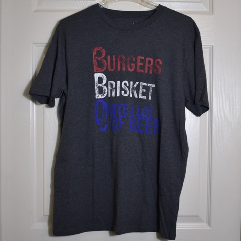 NEW Burgers Brisket Lot of Beer Graphic T-Shirt Men's Size Large BBQ Funny Tee